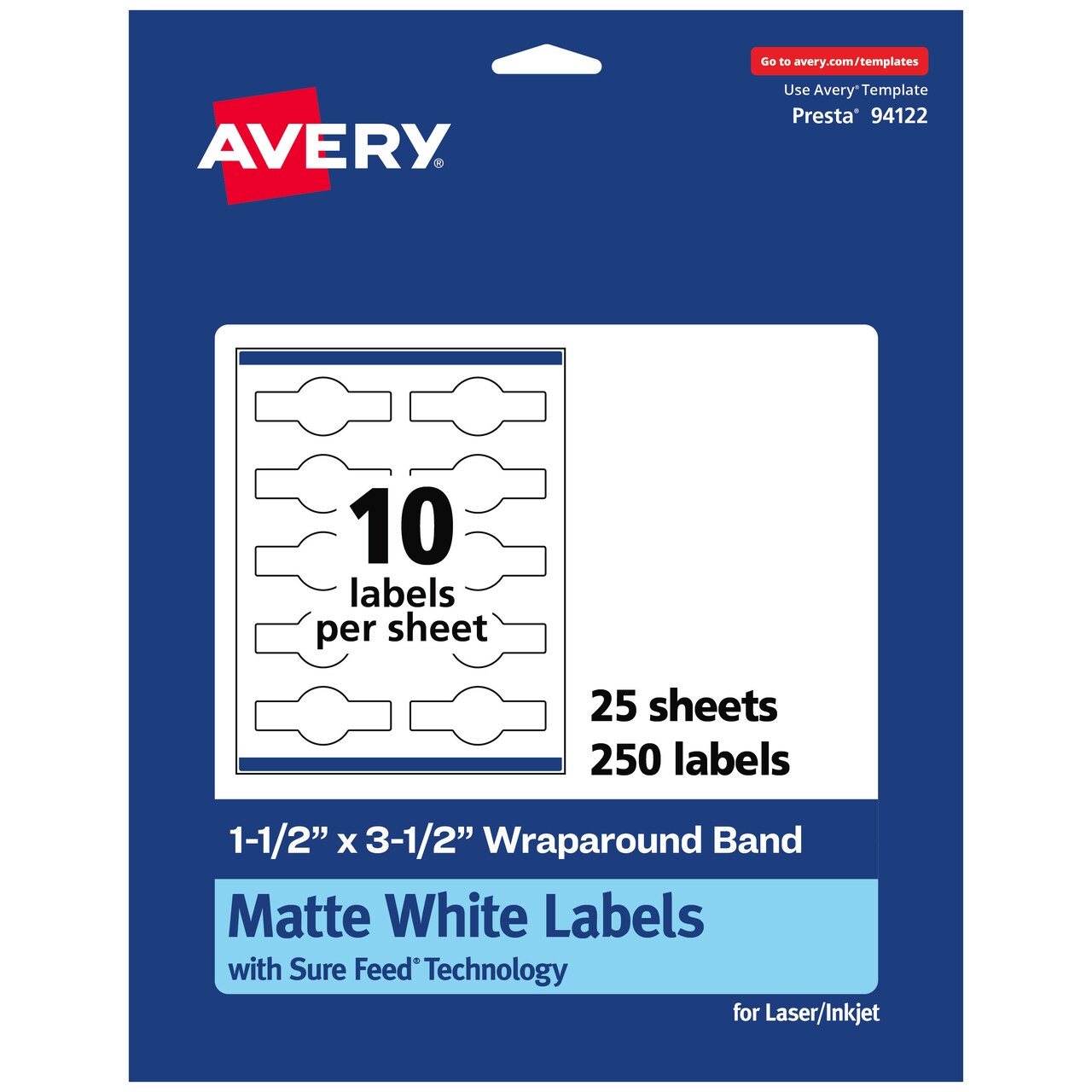 Avery Matte White Wraparound Labels with Sure Feed, 1-1/2" x 3-1/2"